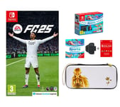 NINTENDO Switch Neon Red & Blue, Sports, EA Sports FC 25, Princess Zelda Case & Nintendo Switch Online 12 Month Membership Bundle, Red,Blue