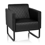 hjh OFFICE Fauteuil Lounge 1 Place Aruba Black Similicuir Fauteuil rembourré Moderne avec Structure en Acier, 78 x 67 x 71 cm, Noir