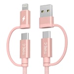 Câble Chargeur Multi Usb C 2M,4-En-1 Universel Type C Charge Rapide Cordon Avec Usb-A/Lightning Ports Pour Iphone 16 15 14 13 Pro,Apple Iwatch 8 9,Macbook,Ipad Air 6,Kindle Fire Hd 10 11 12