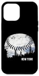 Coque pour iPhone 15 Plus Grattoir à ciel vintage Baseball New York City Nuages