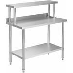 Table de travail de cuisine avec étagère 120x60x120 cm Inox vidaXL