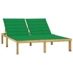 Transat chaise longue bain de soleil bois vert Helloshop26