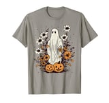 Groovy Vintage Floral Ghost Cute Halloween Spooky Season T-Shirt