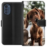 Motorola Moto E32s Svart Plånboksfodral Ung Hund