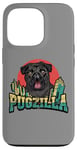 Coque pour iPhone 13 Pro Retro Pug Pugzilla Funny Dog Lover Japanese Movie Poster