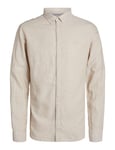 JACK & JONES Men's Jprccmaze Linen Shirt L/S Button Down Long Sleeve, Fields of Rye/Fit:Comfort Fit, XL