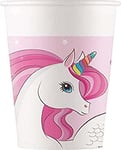 Procos 93759 Lot de 8 gobelets jetables en carton Motif licorne arc-en-ciel 200 ml