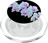 Magnifique orchidée Phalaenopsis bleu clair Formes noires Mania PopSockets PopGrip pour MagSafe