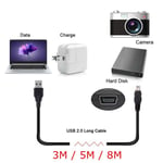 5M Câble USB 2.0 mâle vers Mini USB 5 broches mâle pour chargement de données, pour disque dur, appareil photo et téléphone, 3M 5M 8M