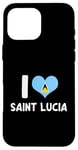 iPhone 16 Pro Max I Love Saint Lucia Pride St. Lucian Flag Heart Case