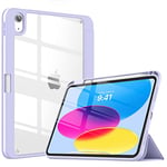 TiMOVO Coque Compatible avec iPad 10ème Génération 10,9 Pouces 2022, iPad 10 Coque avec Porte Stylet, Mince Étui Tri-Fold Transparente en PC, Coque avec Réveil/Sommeil Auto, Taro Violet