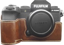 Housse Fuji XS20/X-S20, Étui pour Appareil Photo Fujifilm Fuji XS20/X-S20, Style rétro en Cuir PU Fuji XS20, étui de Protection avec poignée et Ouverture en Bas ¿ Café