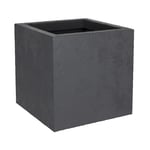 EDA - Pot Carré Basalt'Up 21 L - Décor Imitation Béton - Simple Paroi - Zone de Rétention d'eau - 29,5 x 29,5 x H.29,5 cm - Gris Anthracite