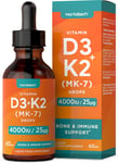 Vitamin D3 K2 Drops | 60Ml | High Strength Vitamin D3 4000Iu and K2 25Ug | Bone