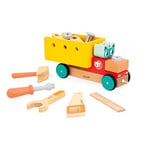 Janod Camion de Bricolage à Tirer Brico'Kids Construction Enfant-23 Accessoires-Jeu d'Imitation-Développe Motricité Fine et Créativité-Dès 24 Mois, J06451, Multicolore