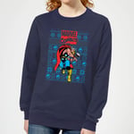 Marvel Avengers Thor Pull de Noël Femme - Bleu Marine - XL