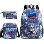 3 st set Anime Game 3d Poppy Playtime Monster Ryggsäckar Messenger Bag Pennfodral Canvas Skolväska För Student Barn DB Only satchel Type 1