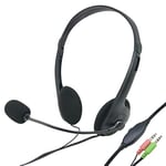 Waytex 69132 Wired Microphone Headset for Computer with 3.5 mm Jack Connection with Volume Adjustable on Wire – Black