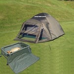 2 Man Double Skin NGT  Carp Fishing Bivvy Tent + Cradle Unhooking Mat On legs