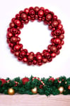 56cm Red Shatterproof Bauble Wreath | Christmas Tree World