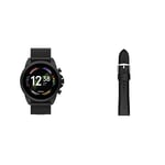 Fossil Smartwatch Gen 6, Acier Inoxydable de Couleur Noire avec Bracelet en Maille d'acier Inoxydable de Couleur Noire, FTW4066 + Bracelet en Cuir de 22mm pour Homme