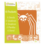 Avenue Mandarine PO003O - Un lot de 6 pochoirs 15,4x22,3 cm avec notice incluse, Halloween