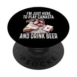 Funny I'm Just Here To Play Canasta And Drink Beer Jeu de cartes PopSockets PopGrip Adhésif