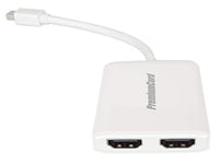 PremiumCord MST Adapter Mini DisplayPort 1.2 to 2X HDMI 2.0, Extension + Mirror + 2 Various Screens, Video 4K @ 60Hz 2160p, Full HD 1080p, 3D, White