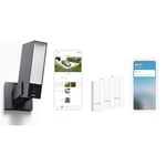 Netatmo Caméra de Surveillance Extérieure Connectée Intelligente avec Éclairage & DTG-FR Détecteurs d’Ouverture Intelligents pour Portes et Fenêtres, sans Fil, monoblocs, Lot de 3, détection