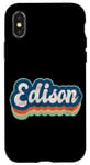 Coque pour iPhone X/XS Edison Prénom Garçon Style Vintage Années 70 80 Personnalisé