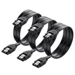 Lot De 3 Cable Sata 3, Câble Sata Iii 60 Cm De Ensemble 3 Pièces Sata Iii 6.0 Gbps, Noir[CAB131308]