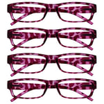 OPULIZE The Reading Glasses Company Pink Tortoiseshell Lightweight Comfortable Readers Value 4 Pack Designer Style Mens Womens UVR4PK032PK +2.50