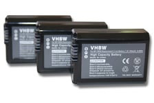 3 Batteries pour Sony Alpha NEX-3DW ILCE-7RM2 NEX-3 NEX-3A NEX-3D 950mAh 7,2V