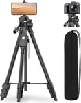 Trepied Appareil Photo pour Smartphone - 152CM Trepied Caméra avec Plaque à Dégagement Rapide et Sac de Voyage Trepied Smartphone avec Télécommande Tripod pour DSLR Caméra/Projecteur/Webcam(Q1097)