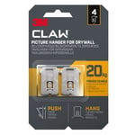 3M CLAW Drywall Plasterboard Picture, Mirror, Frames & Home Hook Hanger 4 Pack