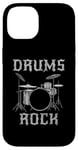 Coque pour iPhone 14 Batterie Rock, batteur fête des pères musicien rock Goth