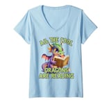 Womens All The Cool Dragons Are Reading Dragon Teacher V-Neck T-Shirt