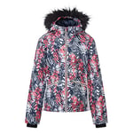 Dare 2b Far Out Veste de Ski Isolante, Imperméable et Respirante avec Capuche, Jupe par-Neige et Bandes réfléchissantes Jackets Waterproof Insulated Fille Néon Pink FR: 2XL (Taille Fabricant: 11-12)