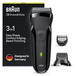 Braun Series 3 Style & Shave Electric Shaver, Electric Razor for Men with Precision Beard Trimmer and 5 Combs, Gifts For Men, UK 2 Pin Plug, 300BT, Black Razor