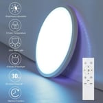 Plafonnier LED Dimmable , 24W RGB Lampe De Plafond Moderne, 6 Couleurs RéTroéClairage Luminaire éTanches , Plafonnier TéLéCommandé Pour Salon Chambre