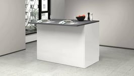 Dmora - Îlot de Cuisine Emmanuel, Armoire Polyvalente, Meuble de kitchenette, Table auxiliaire, 100% Made in Italy, 125x90h90 cm, Blanc Brillant et Ardoise