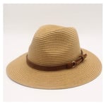 YuanBo WU 2019 Hommes Femmes Paille Casquette de Baseball avec Ceinture Plage Soleil Chapeau Dames Plage Chapeau côté Large Chapeau de Paille Panama 56-58 CM (Color : Kaki, Size : 56-58cm)