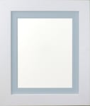 FRAMES BY POST London Picture Photo Frame, Plastic Glass, White with Blue Mount, 50 x 70 cm Image Size 24 x 16 Inches