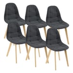 Lot de 6 Chaises de Salle à Manger Kopparberg 86 x 53 x 47 cm Noir en.casa