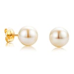 Orovi Boucles D'oreilles Femme, Clou D'oreilles Perles en Or Jaune 18 Carat / 750 Or Bijoux