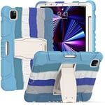 Support for Samsung Tab A7 Lite 8.7 2021 T220/T225, Durable Hybrid Shockproof Resistant Three Layer Silicone Protective Case for Kids Tablet (Bright Blue)