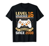 16th Birthday Gift Boy Gamer Level 16 Unlocked 2008 Birthday T-Shirt