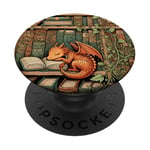 Livres Cute Orange Dragon | Cottagecore Book Lover & Bookworm PopSockets PopGrip Adhésif