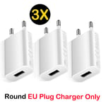 3kpl 5V 1A USB-laturi Matkaseinälatauspää Puhelinsovitin Kannettava EU-pistoke iPhone 13 12 xr xs 11 pro Max Samsung