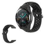 Samsung Galaxy Watch (46mm) / Gear S3 / Huawei Watch GT 2e / GT / GT 2 42mm / 46mm tvåfärgad silikon klockarmband - svart Svart